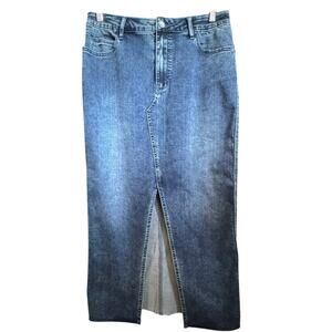 WashLab | 30 | front slit classic women's denim midi skirt